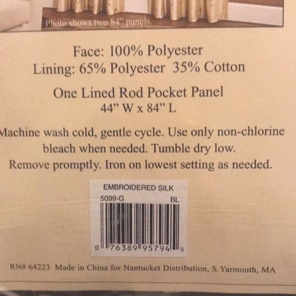 Embroidered Single Lined Curtain Panel - Picture 9 of 9